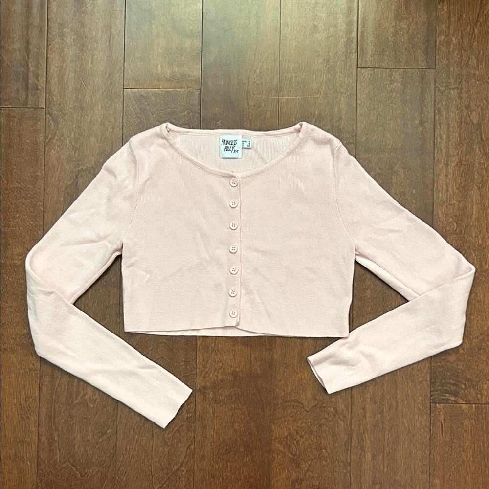 Princess Polly Ballet Pink Button Down Knit Sweater, Size 0